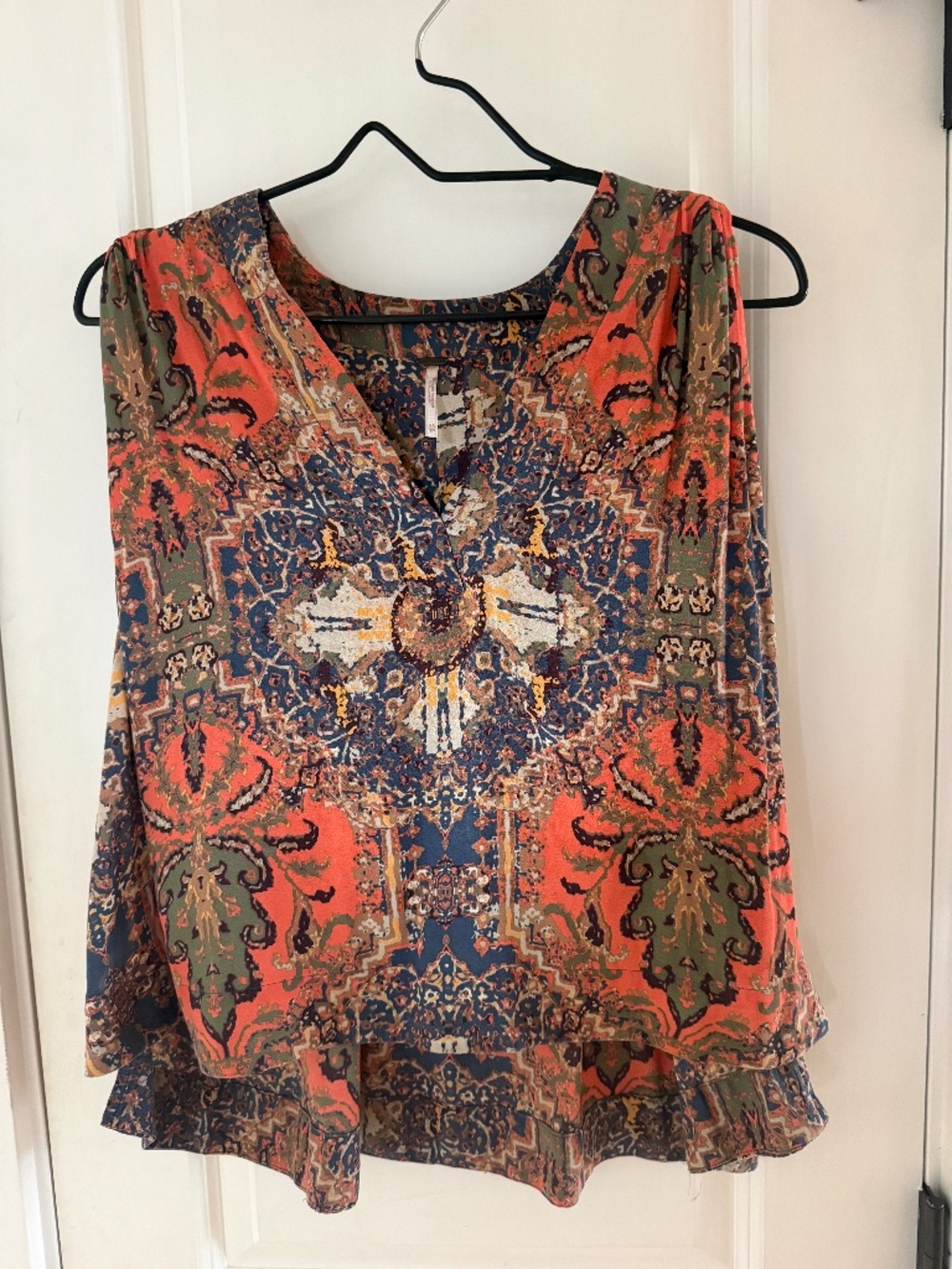 Free people  flowing  V-neck tank multicolor - yellow,  blue, coral,  green .